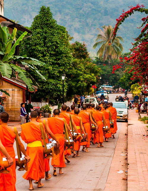 Monniken in Luang Prabang