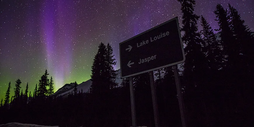 Noorderlicht in Banff National Park in de Rocky Mountains in Canada