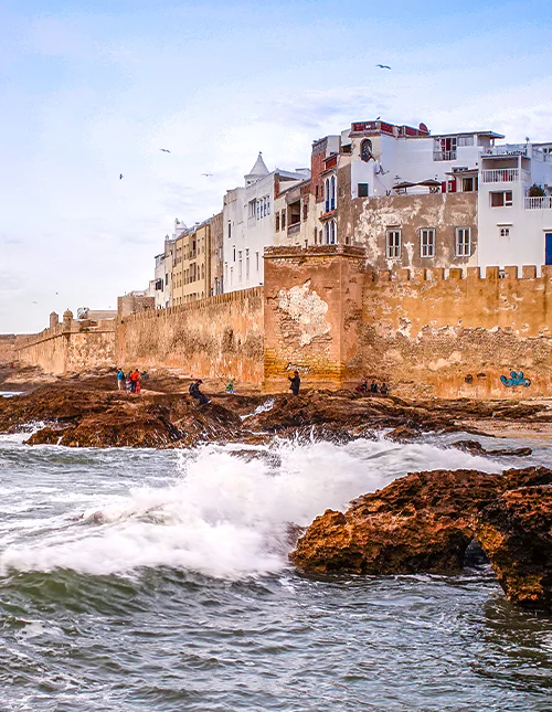 Zonsondergang boven Essaouira aan de kust van Marokko.