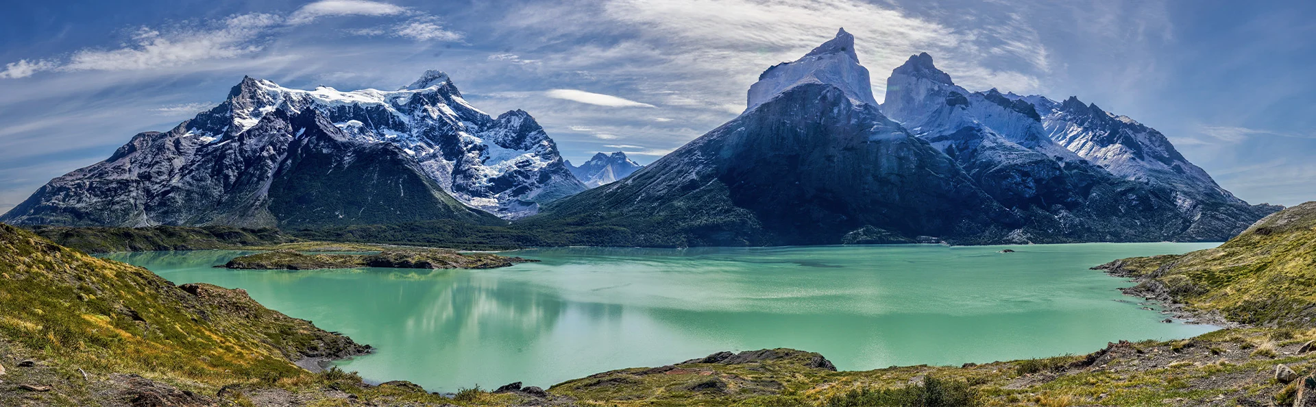 Prachtig licht boven het nationaal park Torres del Paine, Chili