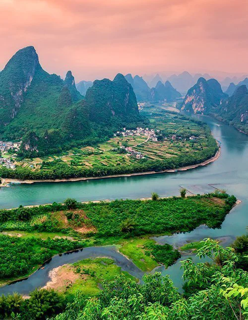 Uitzicht op de Li-rivier vanaf de Xianggong-heuvel