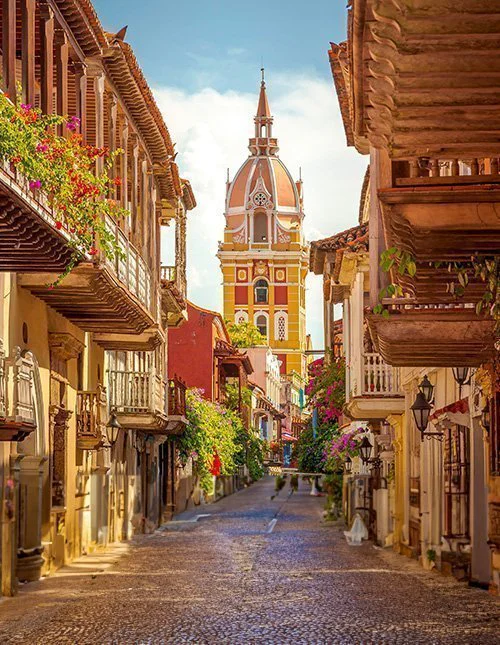 De prachtige straten van Cartagena de Indias, Colombia