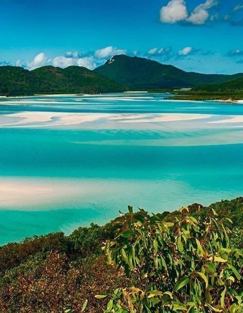 Lagune van Whitehaven Beach in het nationaal park, Queensland