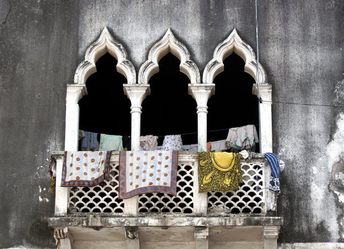 Uitgesneden balkon in Stone Town