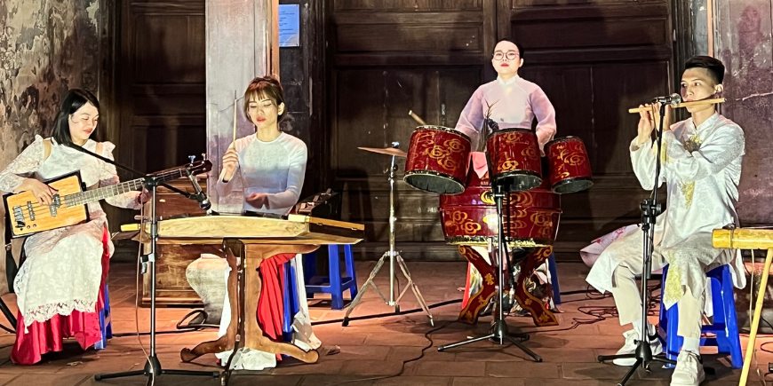 Straatmuzikanten in Hanoi