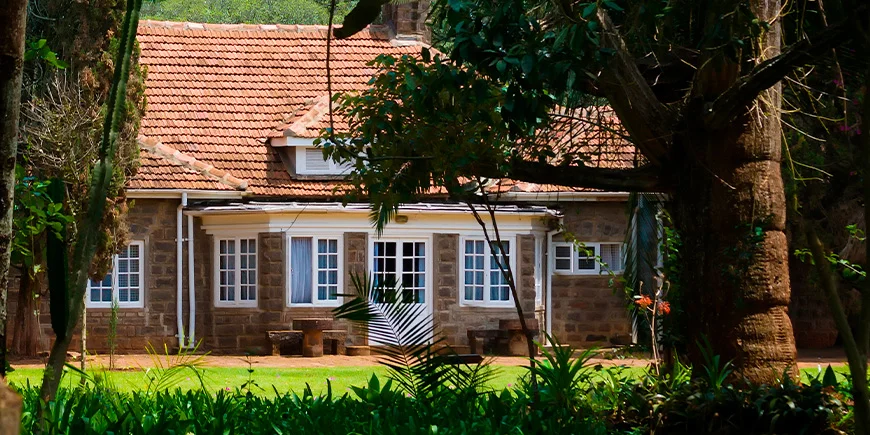 Uitzicht op het Karen Blixen-museum in Nairobi