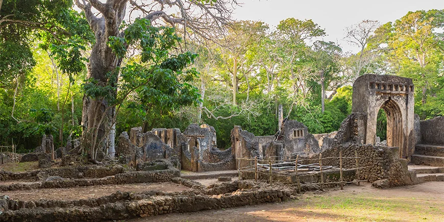 De ruïnes van Gede in Malindi in Kenia