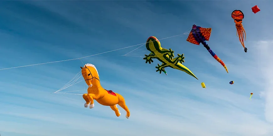 Vliegers in de lucht tijdens het Māori-nieuwjaar