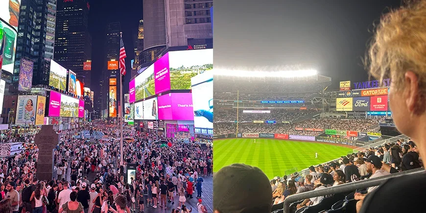 Bianca bij een honkbalwedstrijd van de New York Yankees