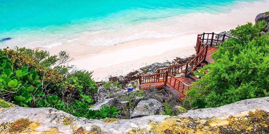 Prachtig uitzicht op het strand in Tulum