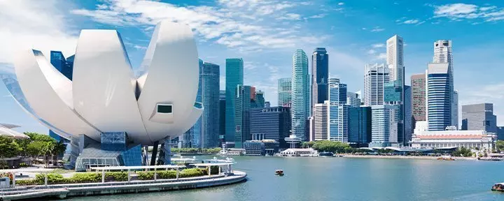 Skyline van Singapore op een zonnige dag