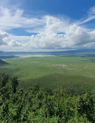 Uitzicht op de Ngorongoro krater in Tanzania
