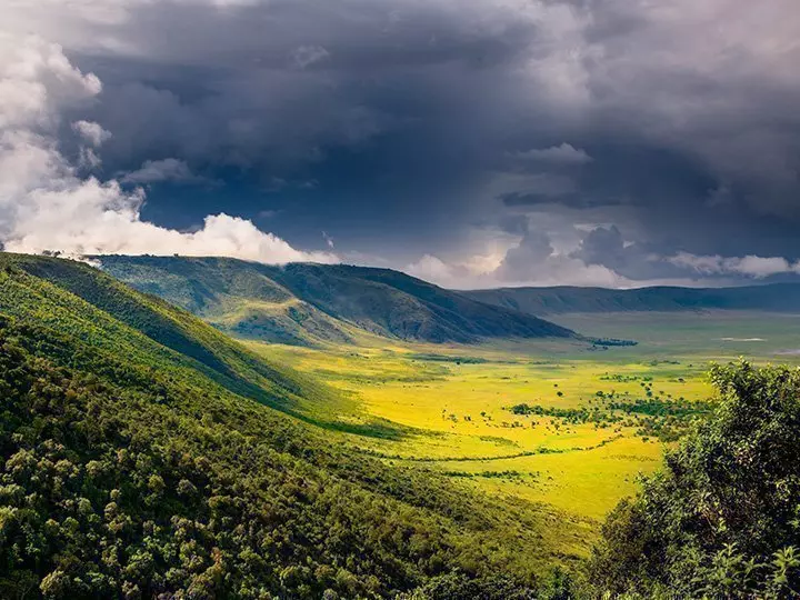 Bewolkte dag in de Ngorongoro krater in Tanzania